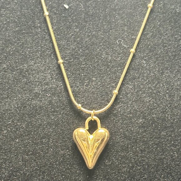 Heart Shape Necklace Titanium Steel w/ Zircon Inlay - NWOT - Picture 1 of 2